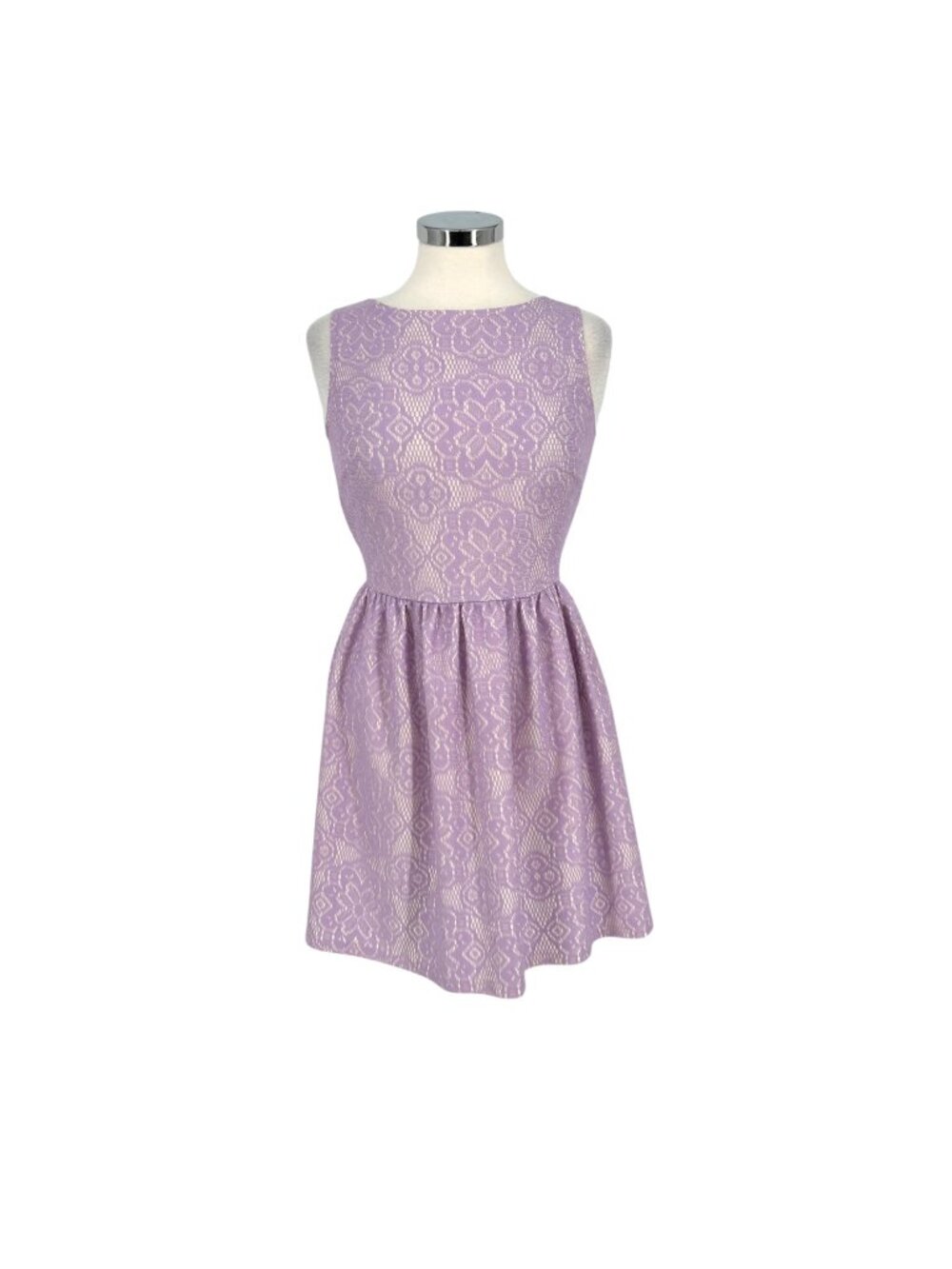 Love...ady Lavender Sleeveless Lace Fit and Flare Dress Size Medium